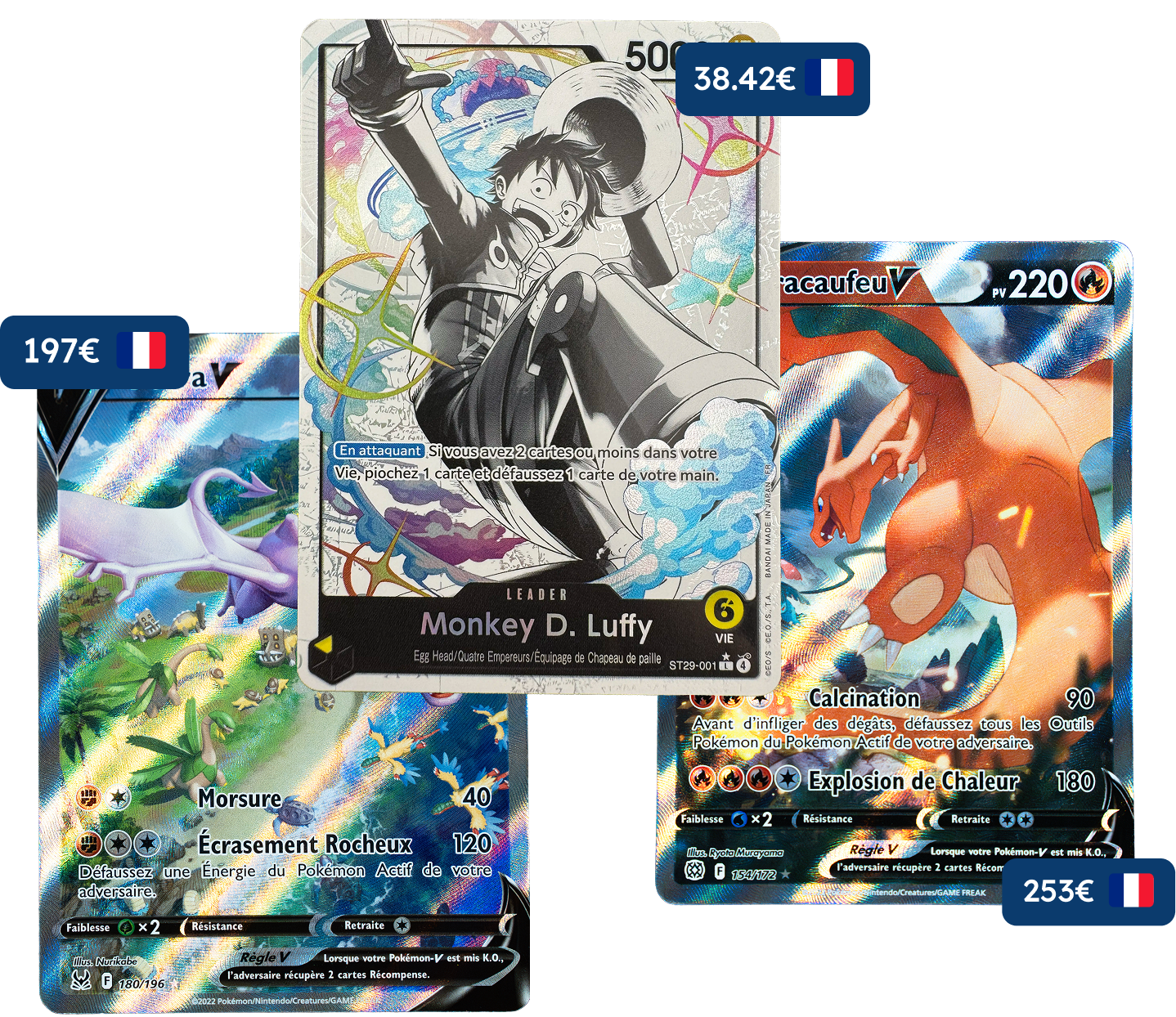 application-valeur-carte-pokémon-et-OnePiece