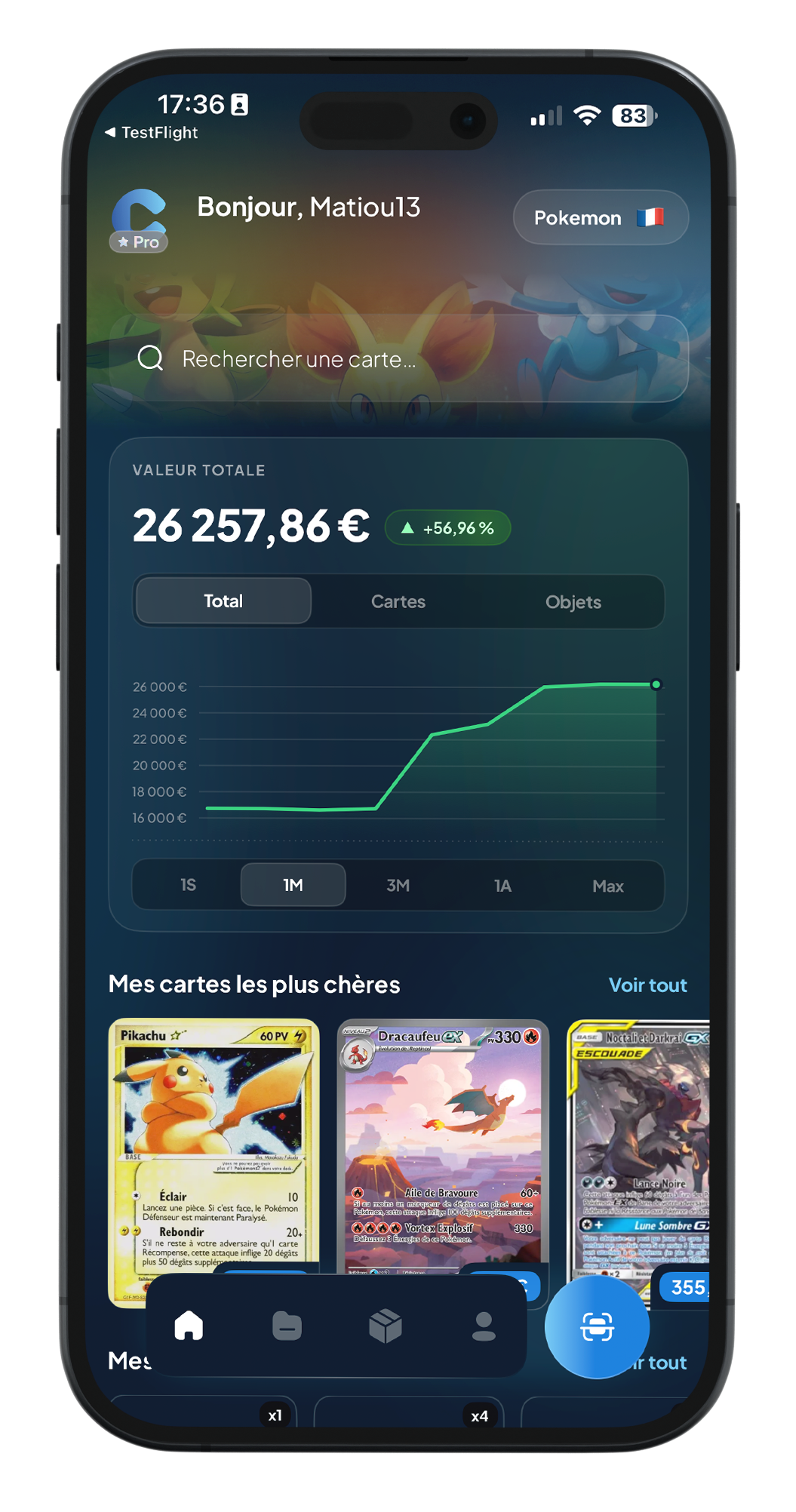 Mockup iPhone : accueil Cardzia