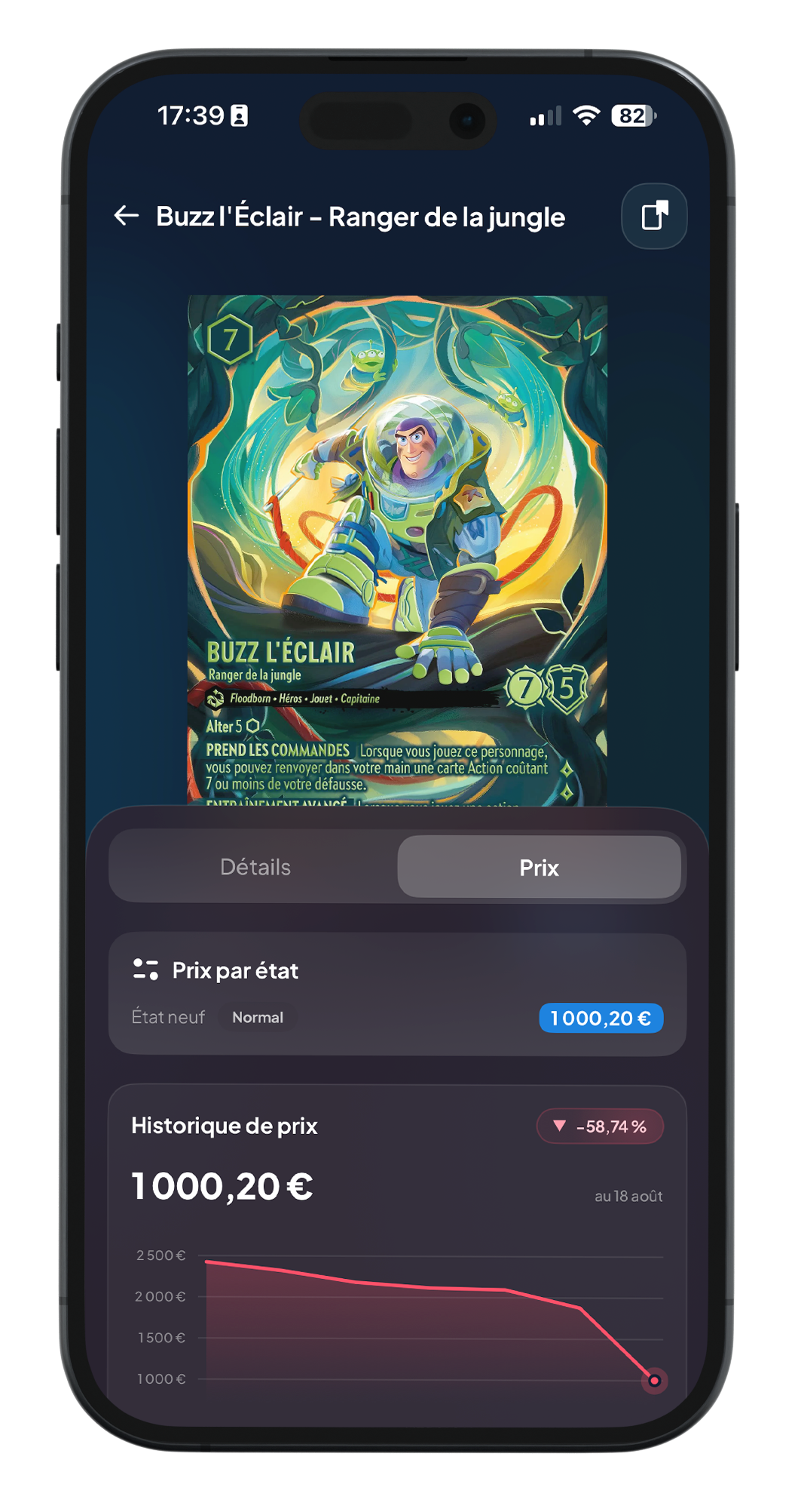 Mockup iPhone : carte Lorcana Buzz l'Éclair